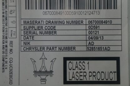 AM FM Radio Receiver CD Player Head Unit 670008491 OEM Maserati Ghibli 2014 - Image 5
