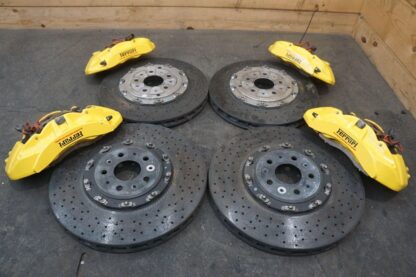 Set Front Rear Ceramic Brake Caliper & Rotor Yellow OEM Ferrari California 08-14