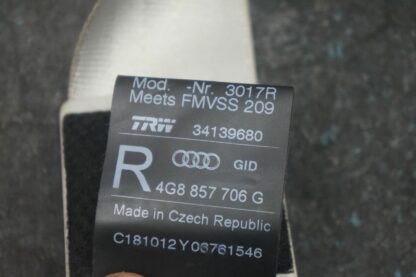 Front Right Passenger Seat Belt Silver 4G8857706G Audi S7 2013-17 A7 - Image 3