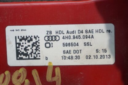 Right Inner Tail Light Lamp Assembly 4H0945094A OEM Audi A8 A8L S8 D4 2011-14 - Image 7