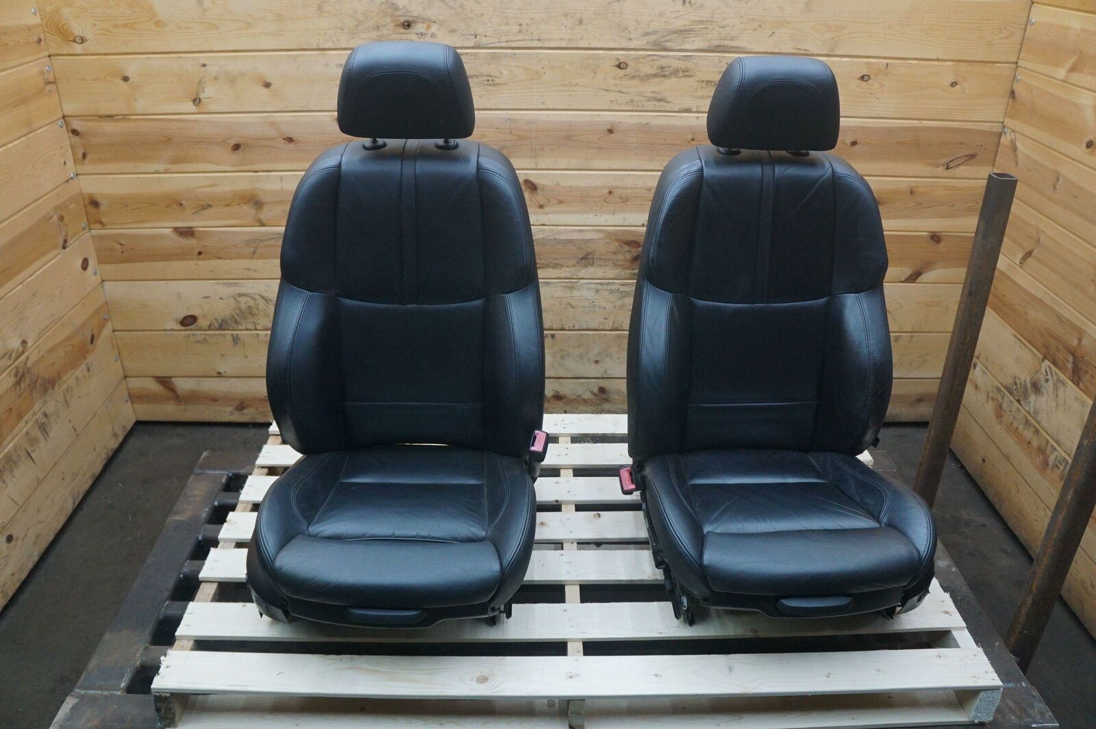 Set of 2 Front Left Right Seat Black Leather OEM BMW M3 E90 Sedan 2008 ...