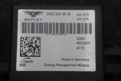 Energy Management Control Module ECU 3W3915181B Bentley Flying Spur 2014 *Note* - Image 5